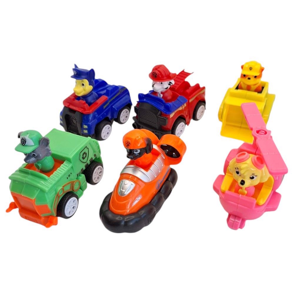 figurki mini piesków z pojazdami psi patrol 6szt