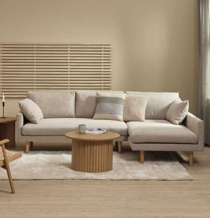 Sofá chaise-longue (cor areia)