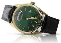 Złoty zegarek uniseks zielona tarcza 14k 585 Geneve Wrocław