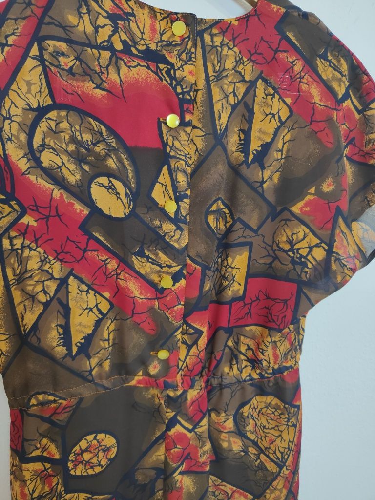 Długa Sukienka Damska z Krótkim Rękawem Wielobarwna Rozmiar (3XL)