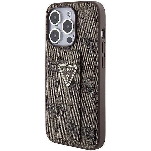 Etui Guess Grip Stand 4G Triangle Strass na iPhone 15 Pro Max - brązow
