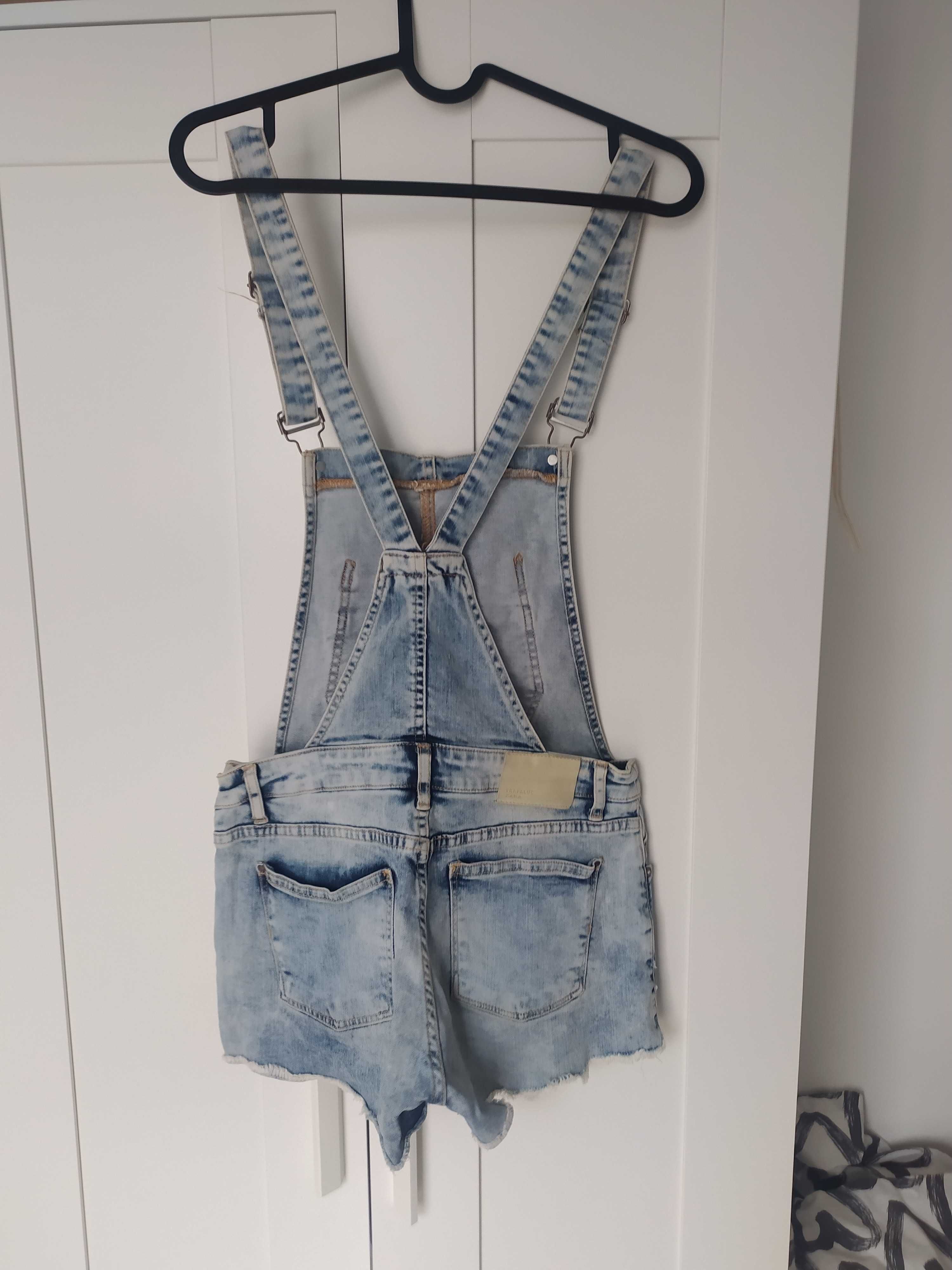 Damskie jeansowe ogrodniczki Zara spodenki szorty jeans 36 s