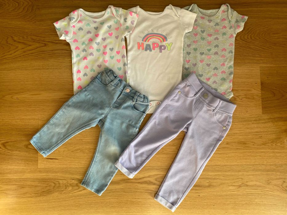 Baby GAP body DKNY bluza spodnie polar 80 cm 12-18m zestaw 19 szt