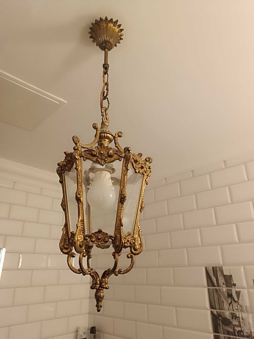 żyrandol mosiężny , piękny, lampa mosiężna, z Francji