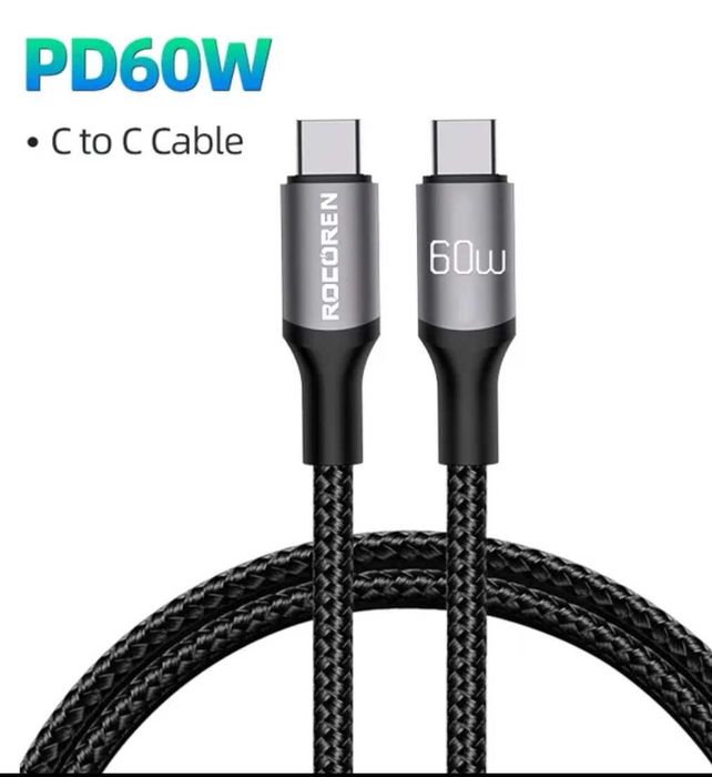 Кабель Rocoren USB Android 60w type c to type c