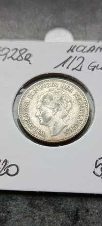 1/2 guldena 1928r. Holandia srebro Wilhelmina