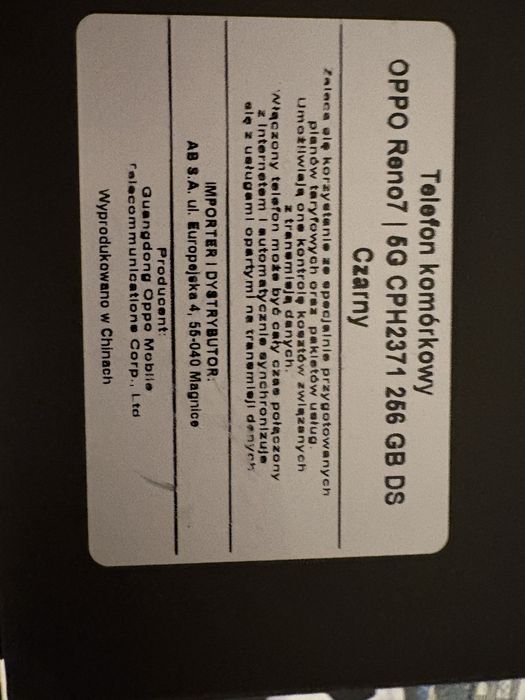 OPPO RENO 7 5G w bardzo dobrym stanie