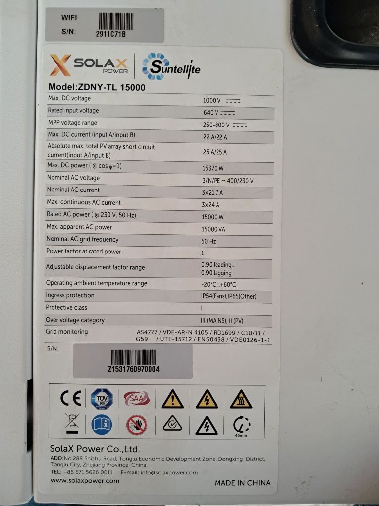 Продам инвертор солнечный SOLAX POWER ZDNY-TL 15000