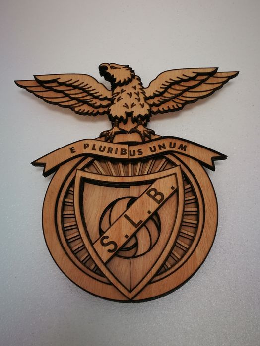Emblema do Benfica 3D em madeira, corte a laser, clube de futebol