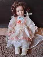 Stara lalka porcelanowa sukienka różowa wysokość 40cm