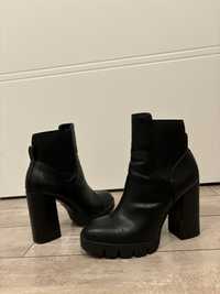 Buty botki damskie czarne 37 Zara,  obcas 10 cm