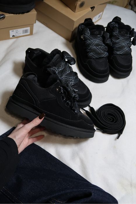 36-41‼️ Дуті Ugg Lowmel Sneaker Black угг ловмел чорні широкі шнурки