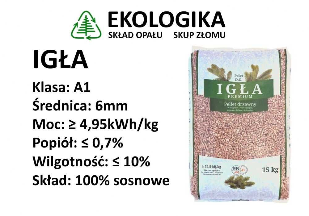 Pellet IGŁA 6mm Pellet D.G. ENplus A1 PL073 Krapkowice