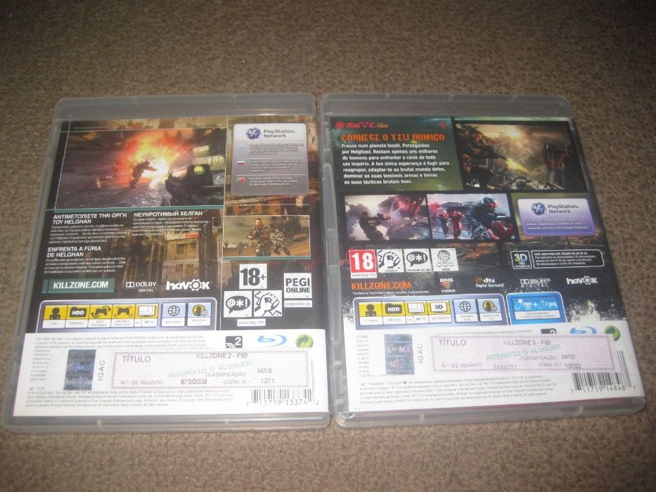 2 Jogos "Killzone" PS3/Impecáveis/Completos!