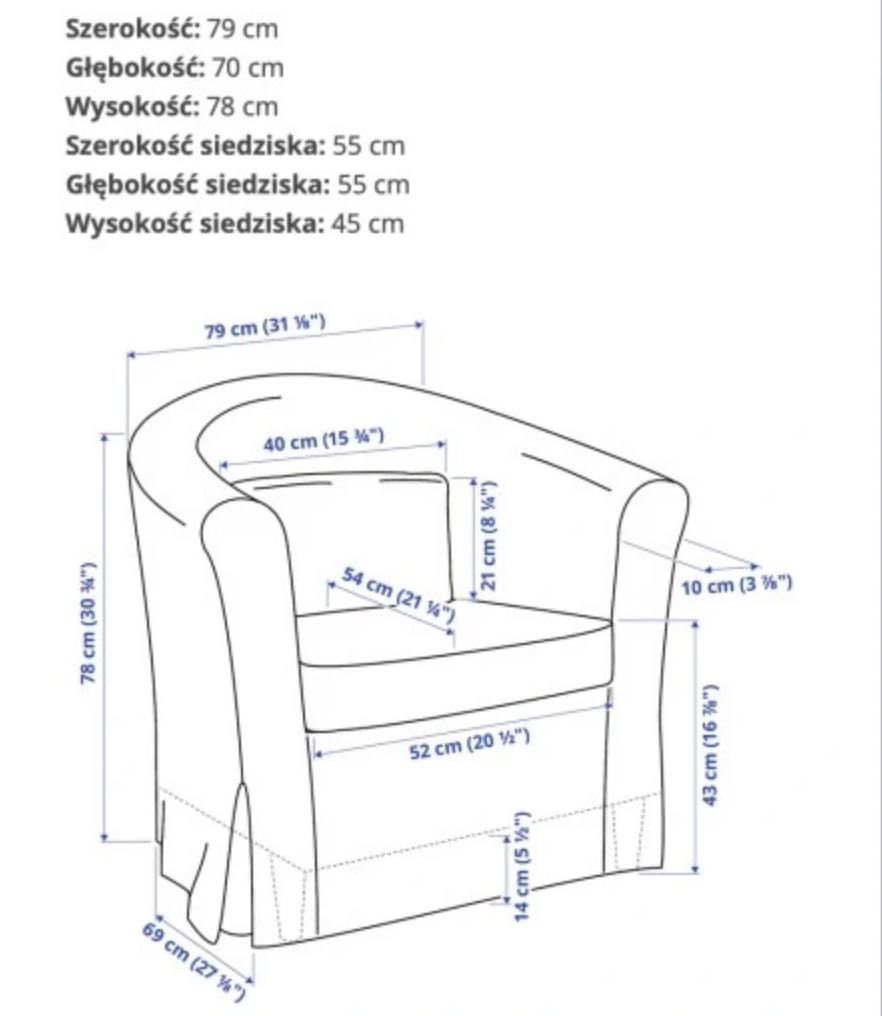 Fotel TULLSTA IKEA, pokrowiec Nordvalla średnioszary