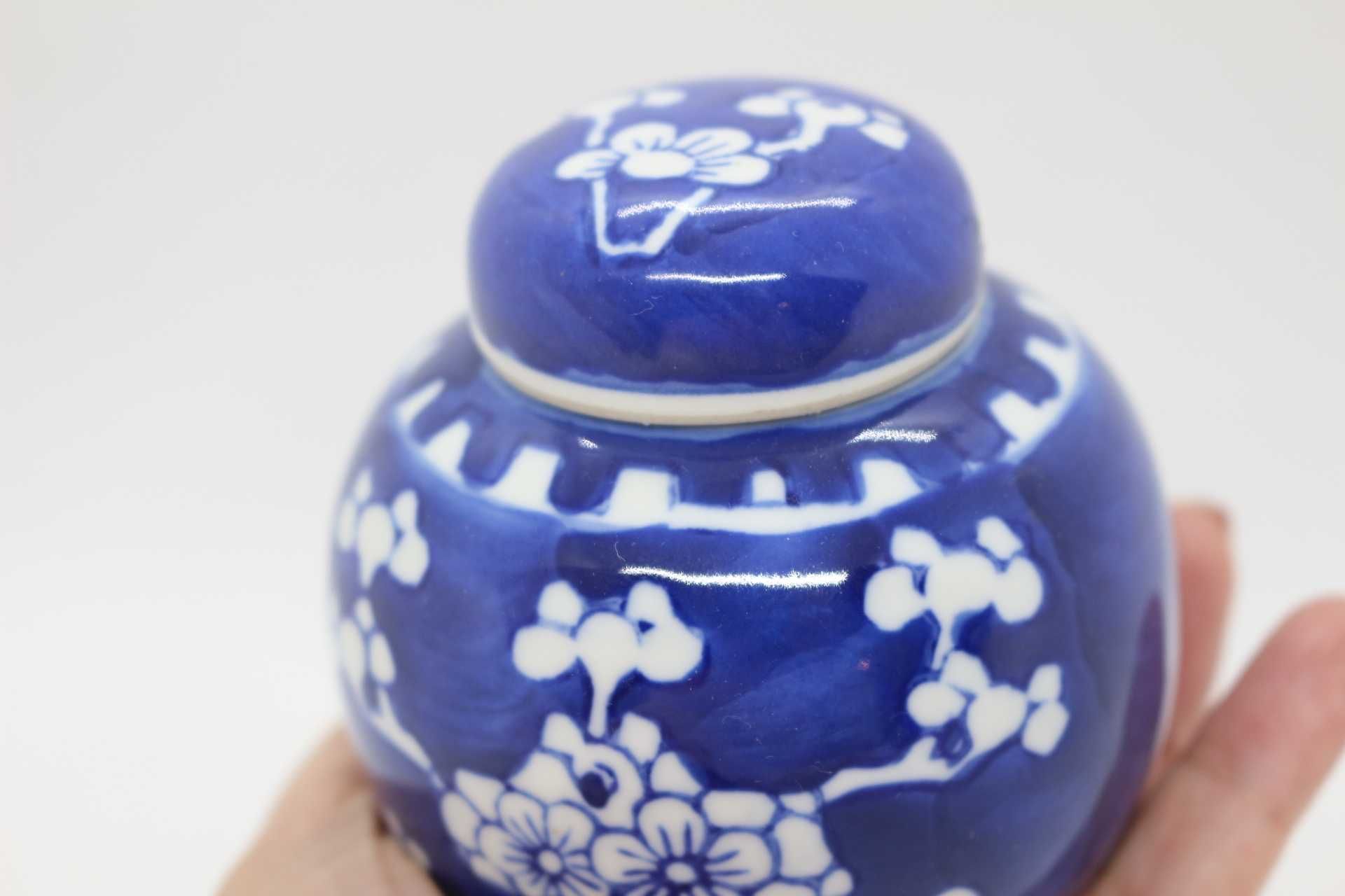 Pote Porcelana Chinesa Decoração Ginger a Azul e Branco XIX 9 cm