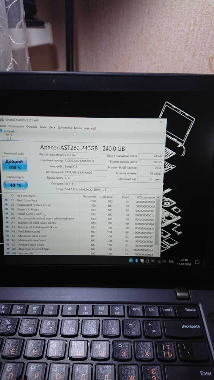 Ноутбук Lenovo ThinkPad T470S 14IPS/i5-6300U, 8/240SSD-новий, без АКБ