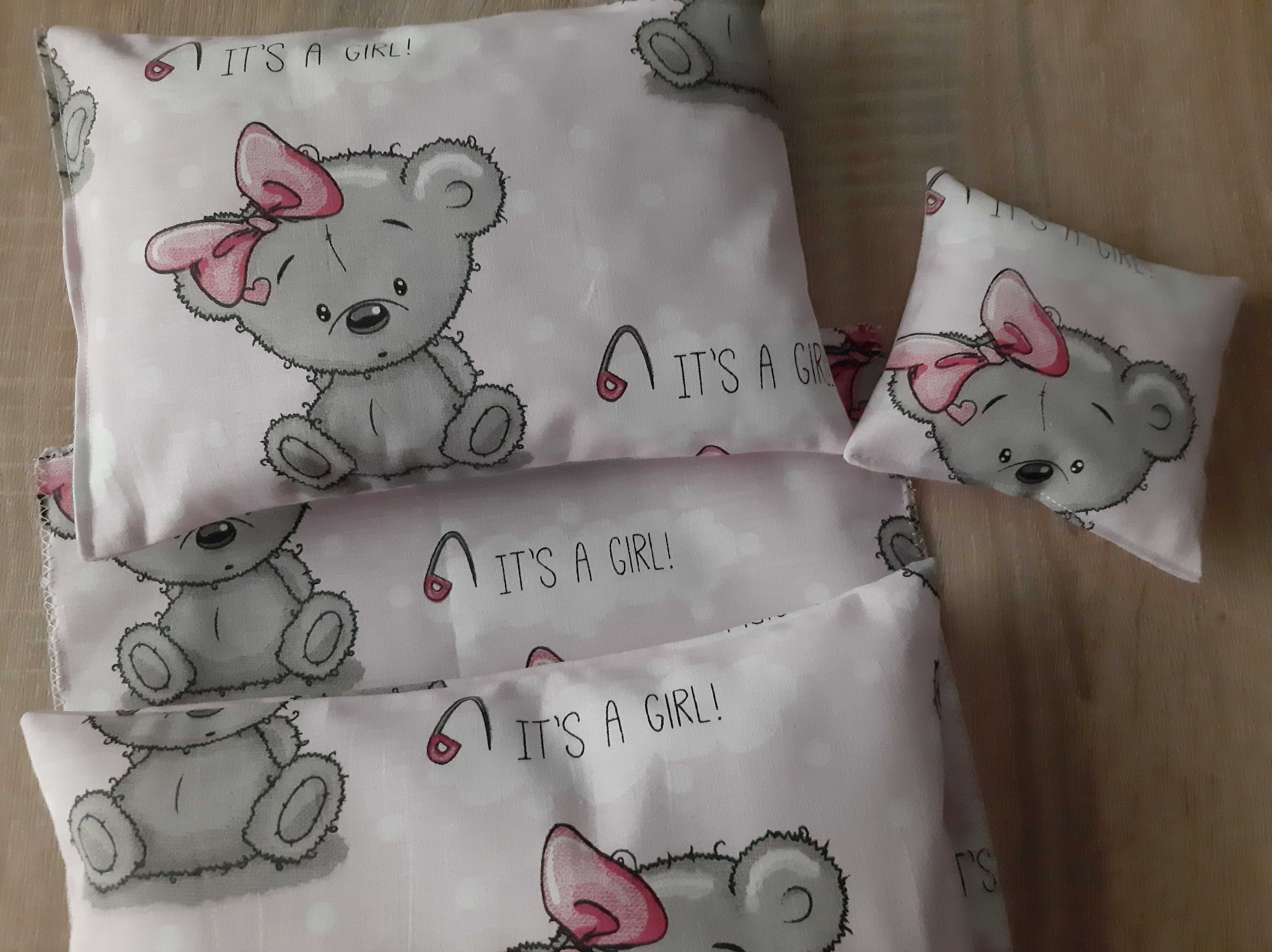 Pościel dla lalki do wózka łóżeczka kołyski 4 elementy miś misiu misio