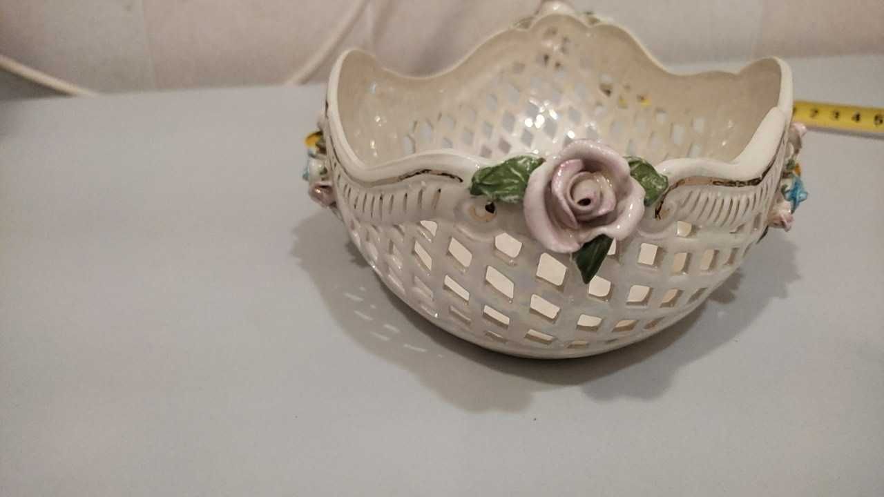 Koszyk porcelanowy ażurowy ręcznie malowany sze. 20 GL 15 wys 8