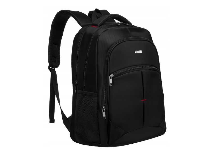 Peterson solidny plecak na laptopa pojemny podróżny do pracy czarny!