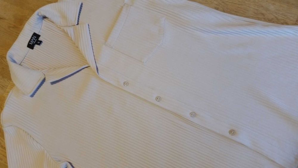 Plisowana Oversize Pleated koszula beżowa Streetwear S M L t-shirt