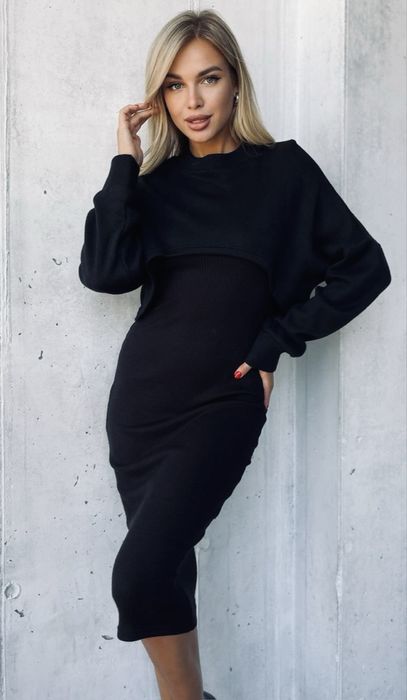 костюм теплий сукня + кофта рубчик ангора