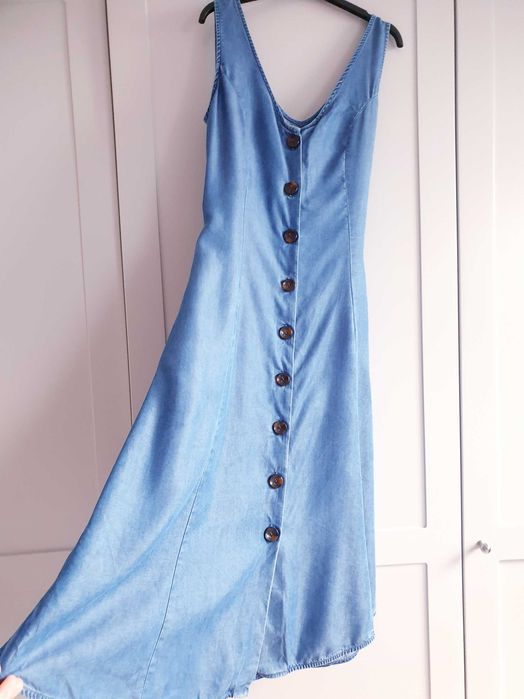 Niebieska dżinsowa sukienka jeans denim 100% lyocell długa 36 Next