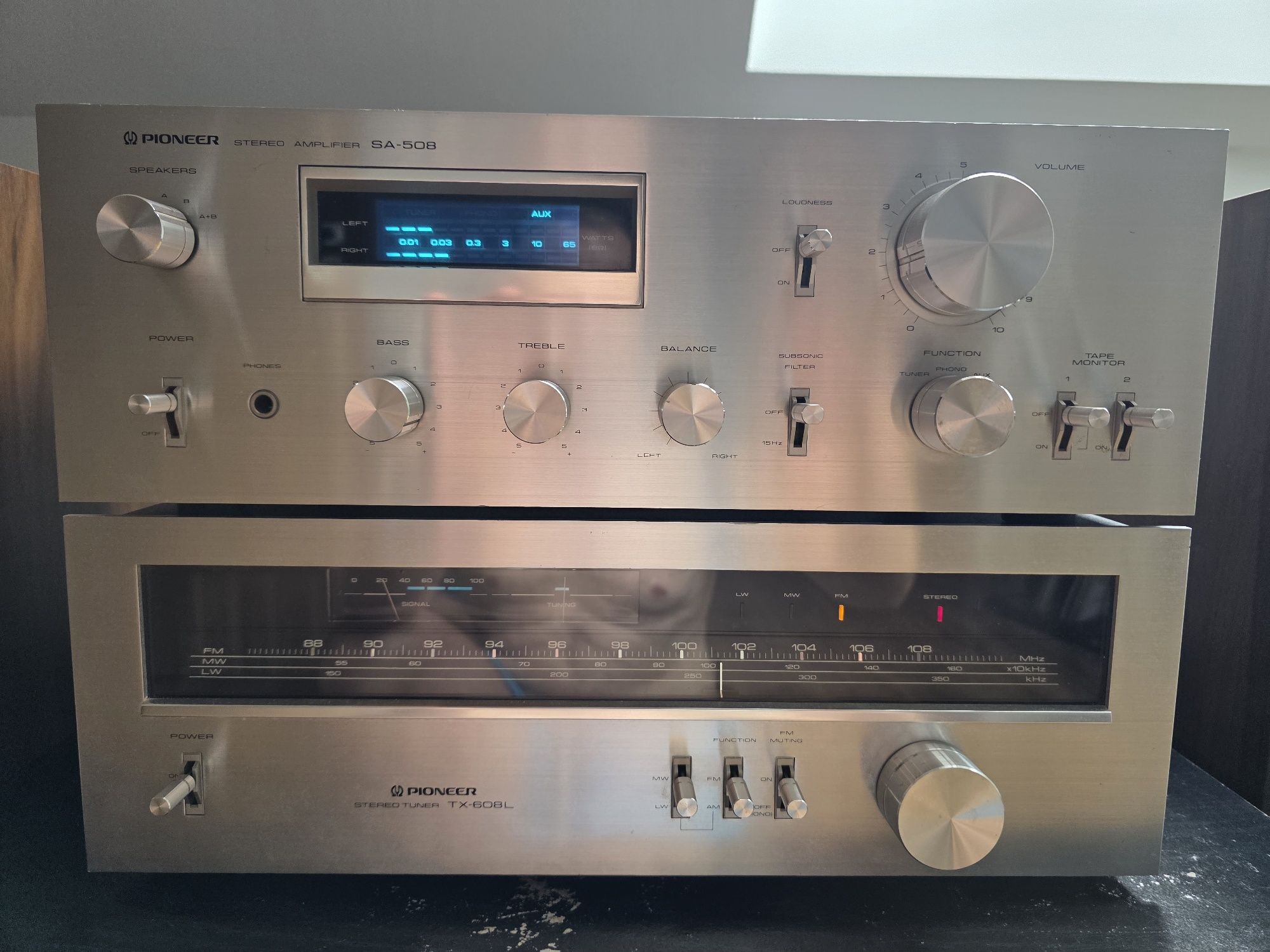 Wieża Pioneer Blue Line wzmacniacz SA 508,tuner TX-608L,szafka,kolumn