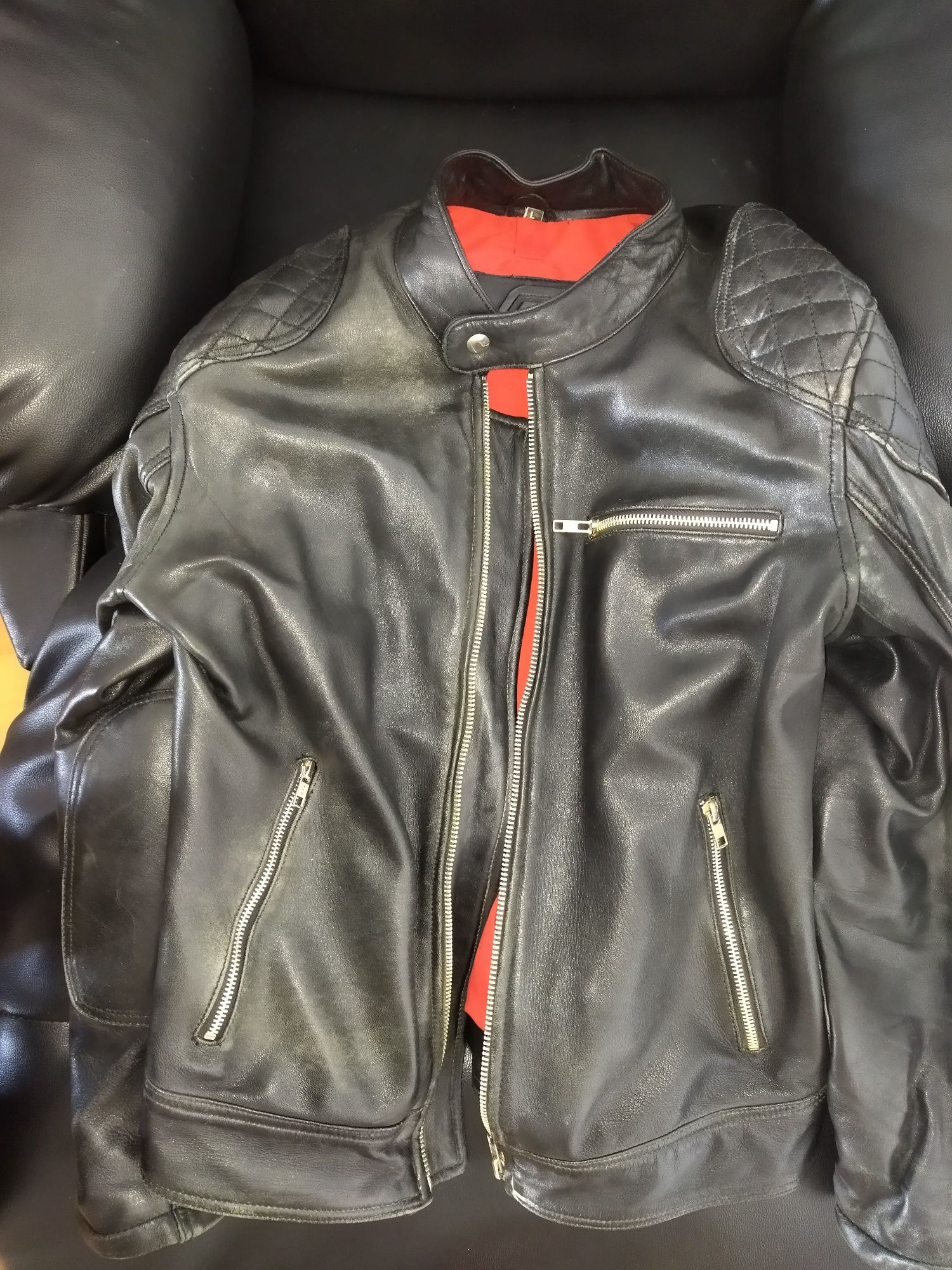 Blusão de moto vintage em pele sintética (como novo)