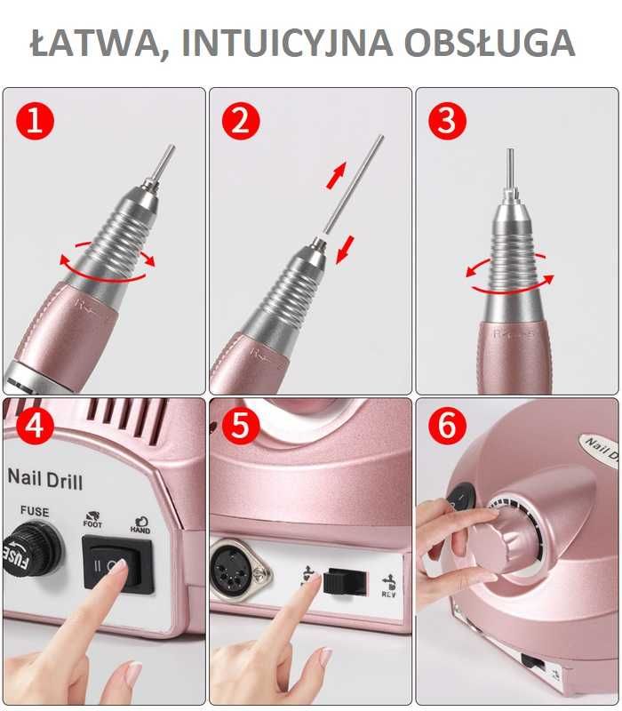 Frezarka DO Manicure Pedicure 80 W Mocna + FREZ CERAMICZNY