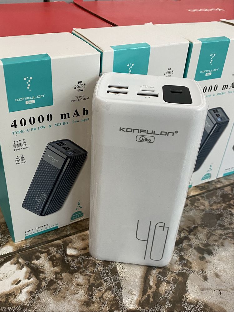 Мощный Power bank 40000. Очень быстрая зарядка! Реальная ёмкость 100%
