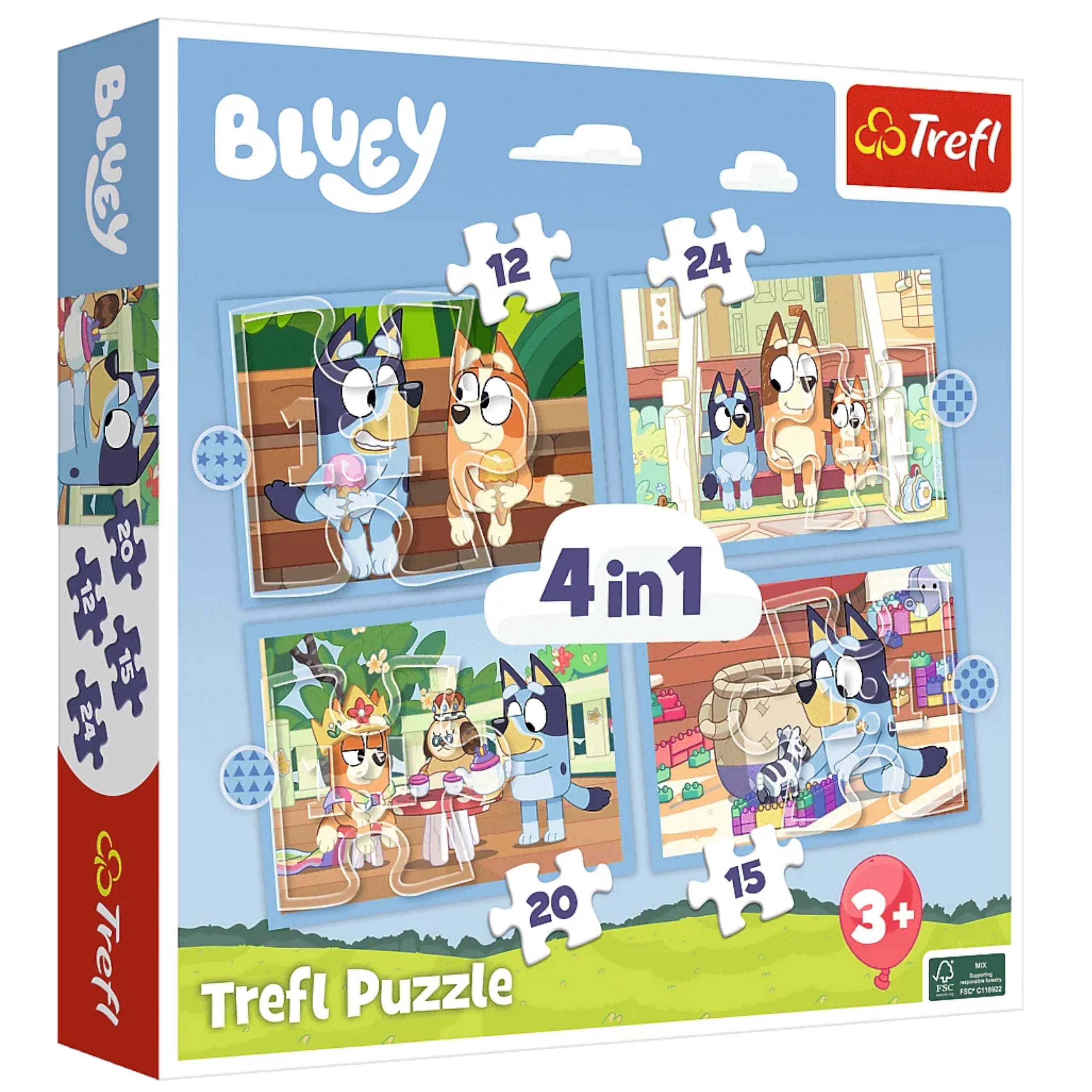 Puzzle Bluey i jego świat 4 układanki 3+ TREFL No.: 34637 4w1