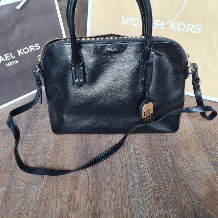 Ralph Lauren torebka RLL torba czarna saffiano crossbody skóra cielęca