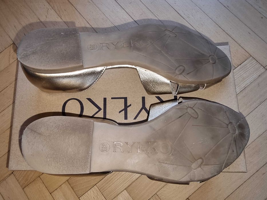 Ryłko sandały peep toe platynowe/złote rozmiar 36,5 jak nowe