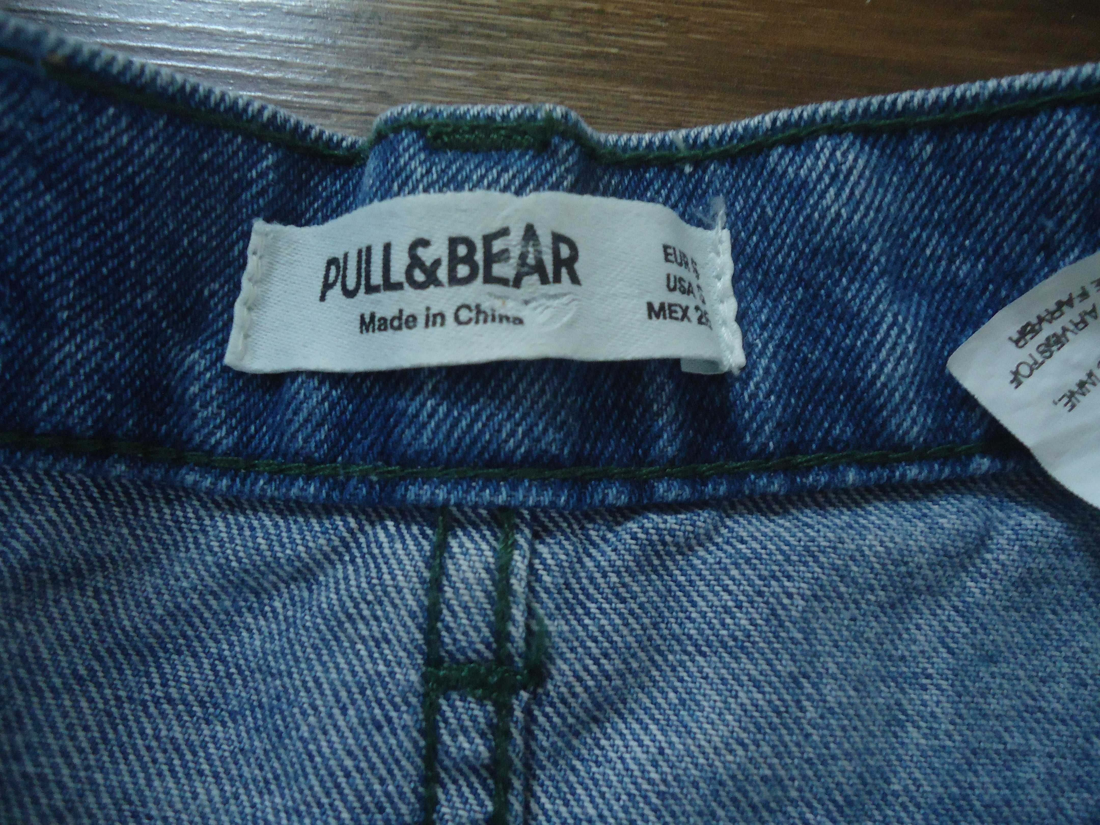 Pull&Bear Spódniczka mini jeansowa krata Rozmiar S