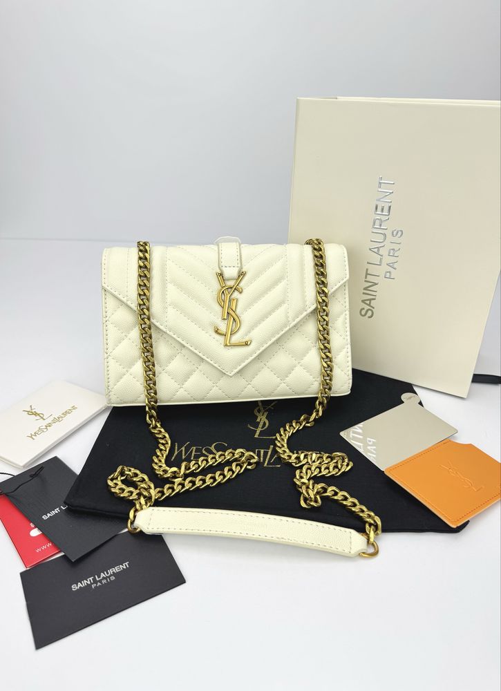 Сумка YSL Yves Saint Laurent Envelope шкіра | біла та чорна