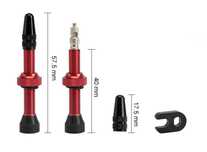 2szt wentyle PRESTA tubeless, 40mm 60mm, czerwone