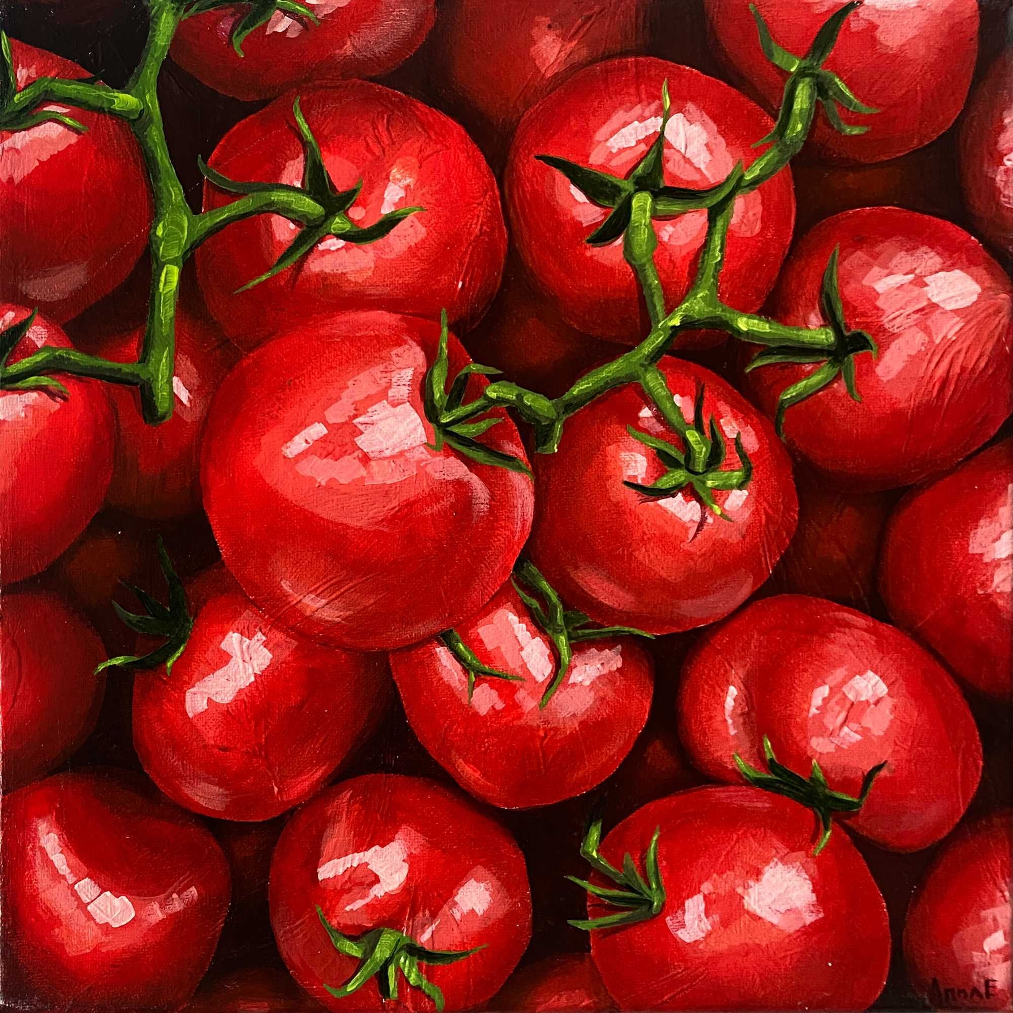 Obraz nowoczesny recznie malowany acrylowy na płótnie "Pomidory"