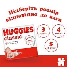 Huggies Classic 3(58);4(50);5(42)Підгузки Памперси