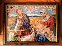 obraz haftowany ręcznie "Święta Rodzina" w pięknej oprawie