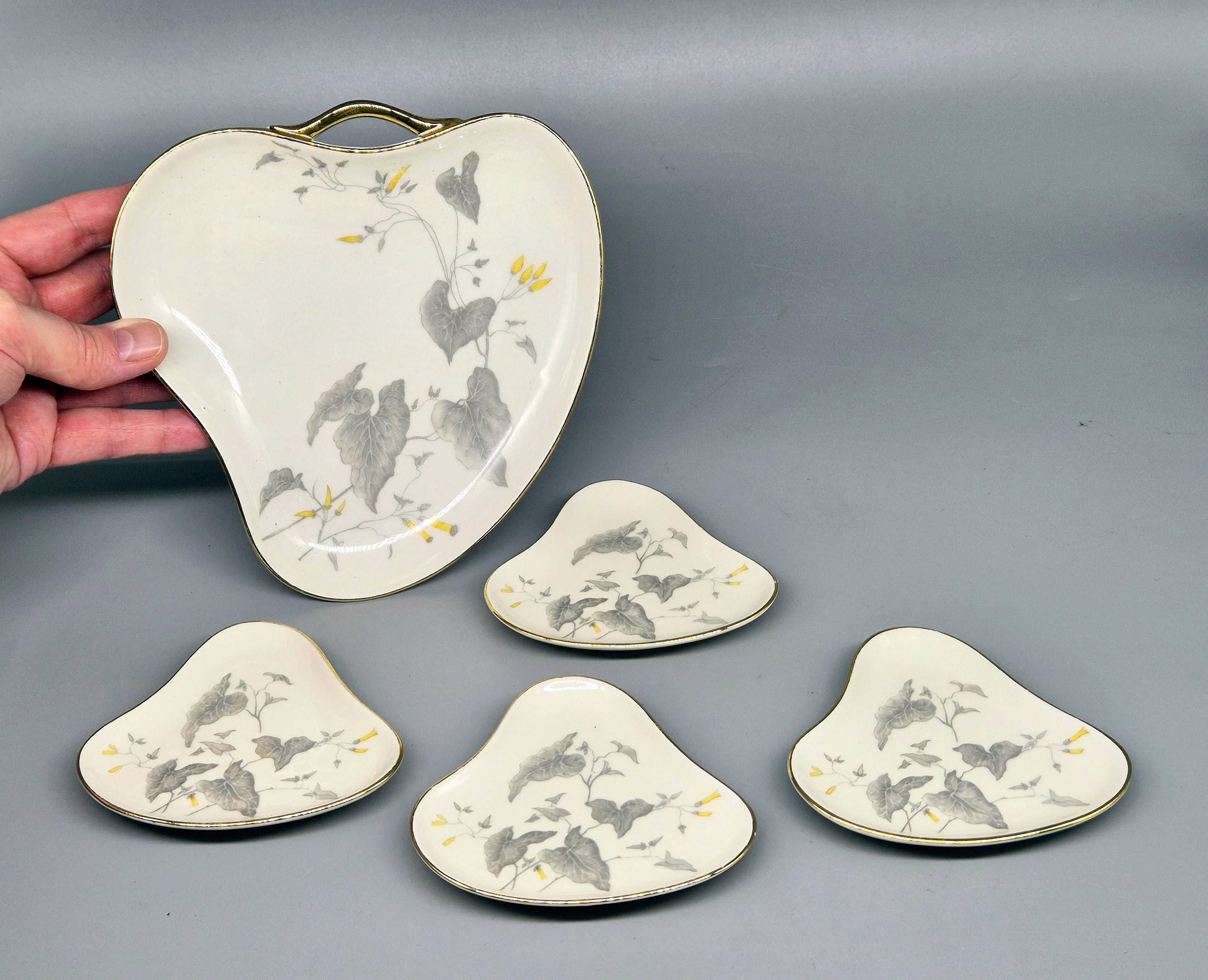 Zestaw talerzy Claudia do pralin porcelana Wunsiedel Bavaria lata'50