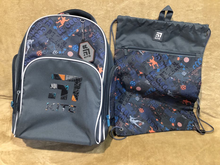 Новий комплект рюкзак Kite + сумка -рюкзак для зміного одягу і взуття