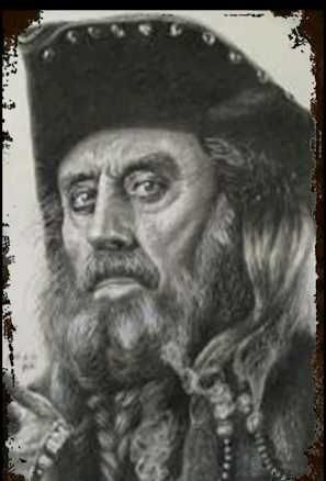 Pirata Barba Negra Retrato em chapa metal Vintage Cavaleiro