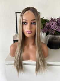 Peruka blond długa prosta lace front jak prawdziwa