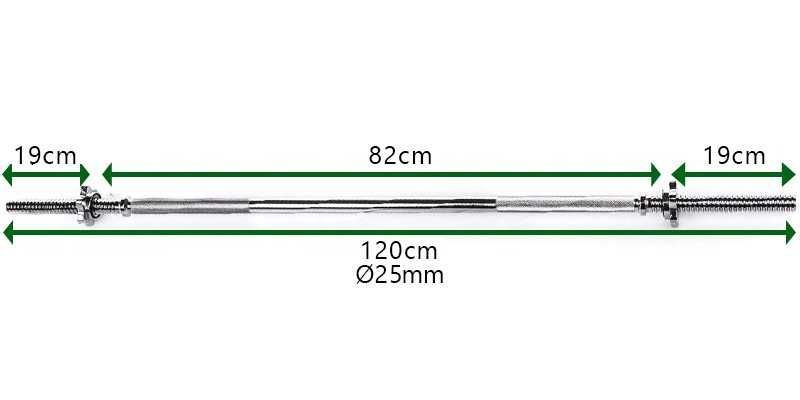 Gryf Prosty stalowy sztanga 120cm 25mm stalowy KR