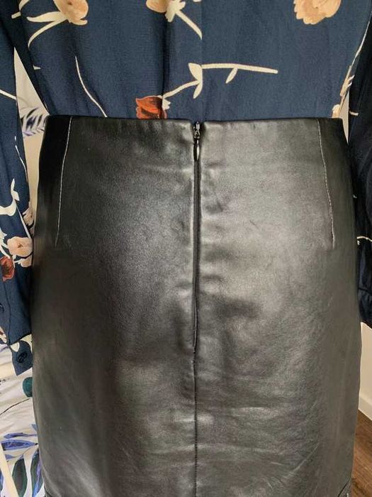 KOOKAI skórzana prosta spódnica minimalizm ze skóry naturalnej XL