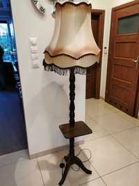 Lampa stojąca z kloszem frędzle 170 cm stara PRL Vintage Retro półeczk