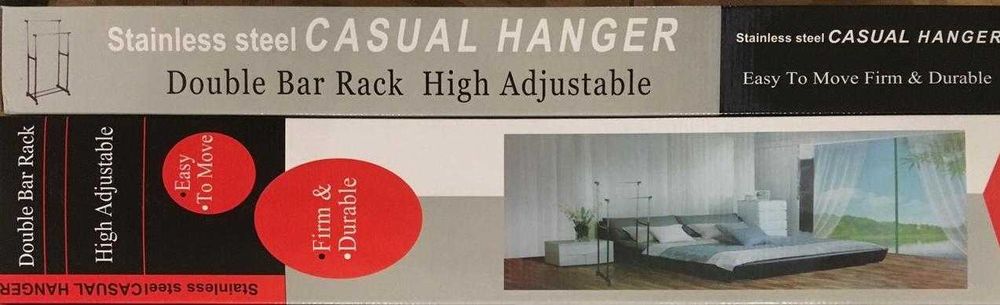 Напольная, двойная телескопическая вешалка-стойка для одежды (30 кг)