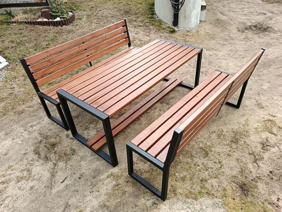 Stół z ławkami ogrodowy loft