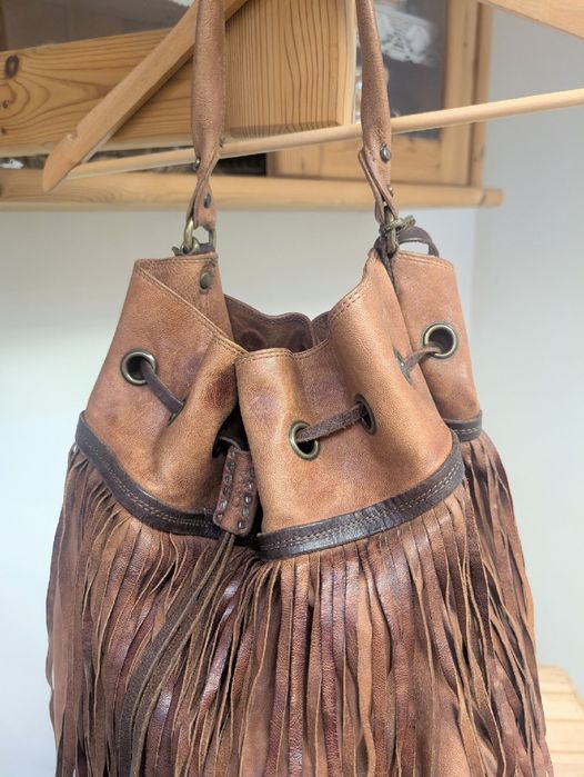 A.S. 98 torba torebka z frędzlami skóra naturalna